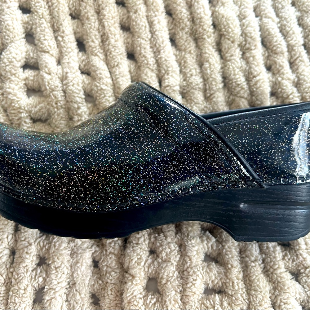 Danko brand new never used black patent with multicolor sparkle